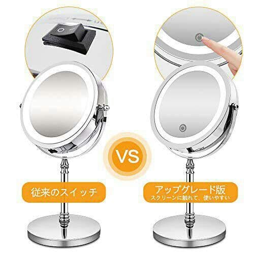 化粧鏡 10倍 拡大鏡 付き led ミラー LED 両面 鏡 卓上