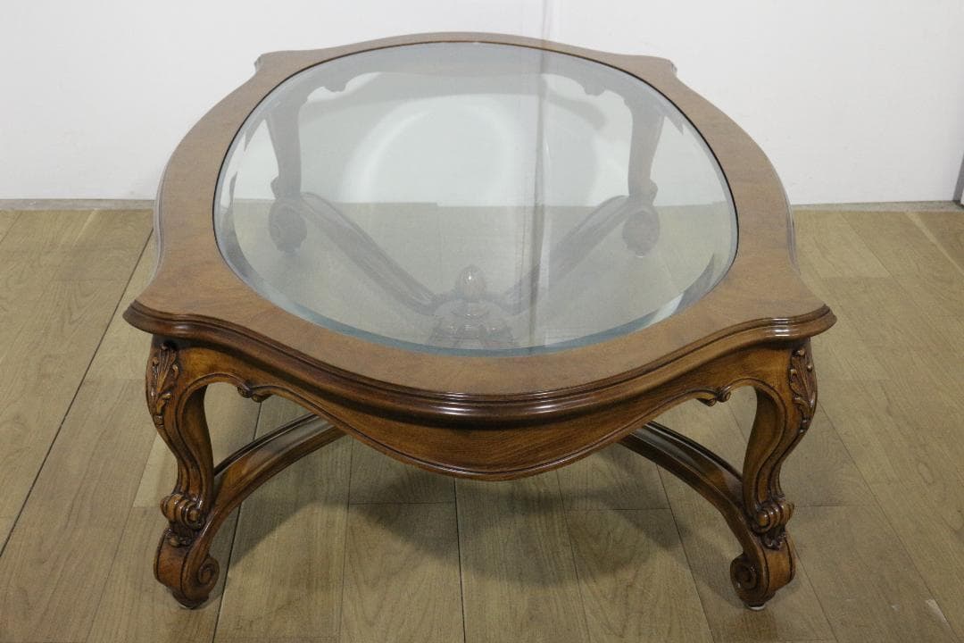 KARGES FUNITURE★木製センターテーブル★ガラス天板★ネコ脚★