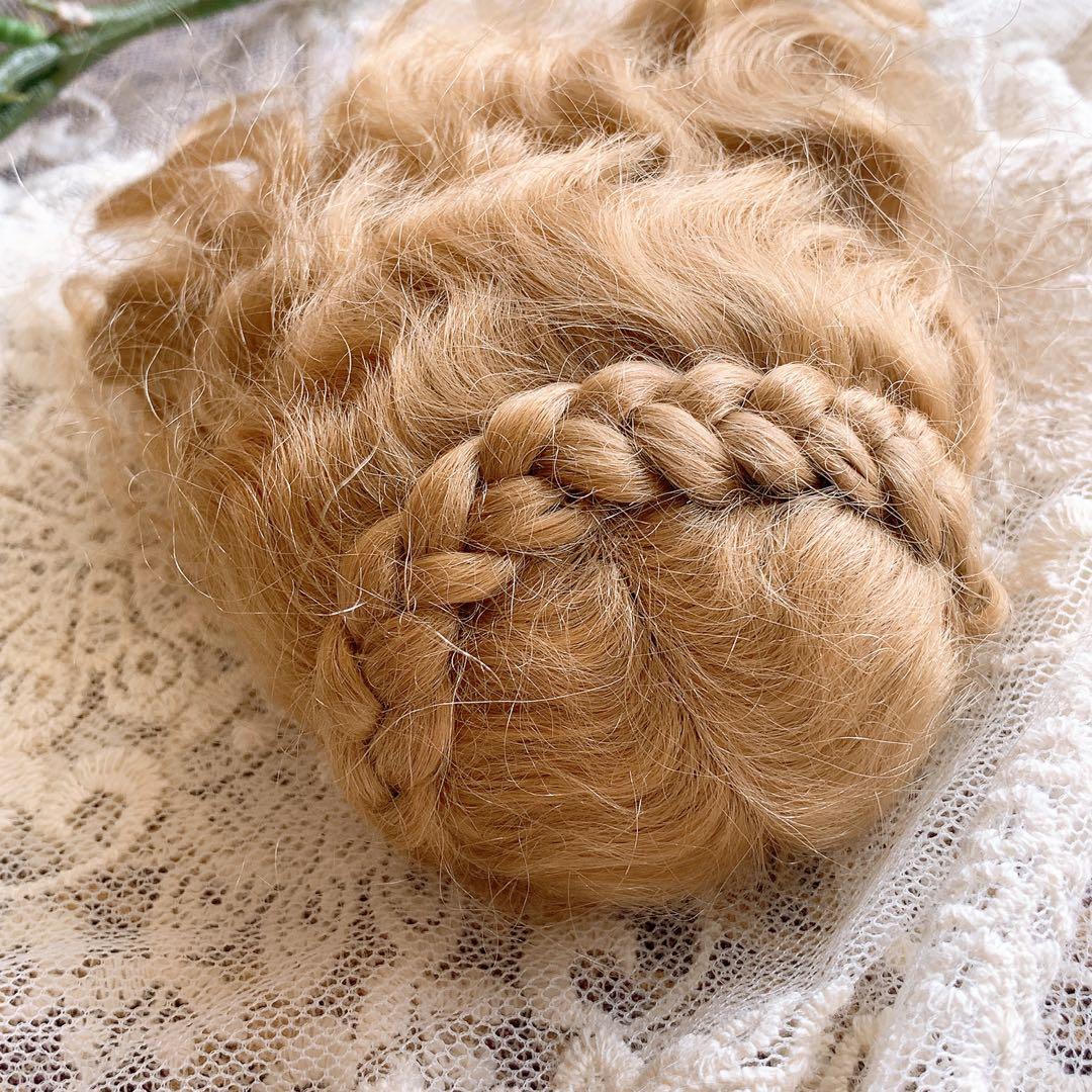 ビスクドール モヘアウィッグ ♡ サイド編み込みスタイル アッシュブロンド