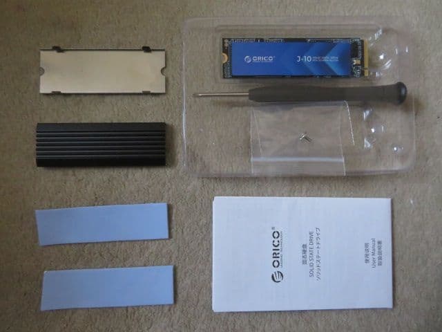 新品1TB ORICO製 J-10 NVMe PCIe 3.0 SSD