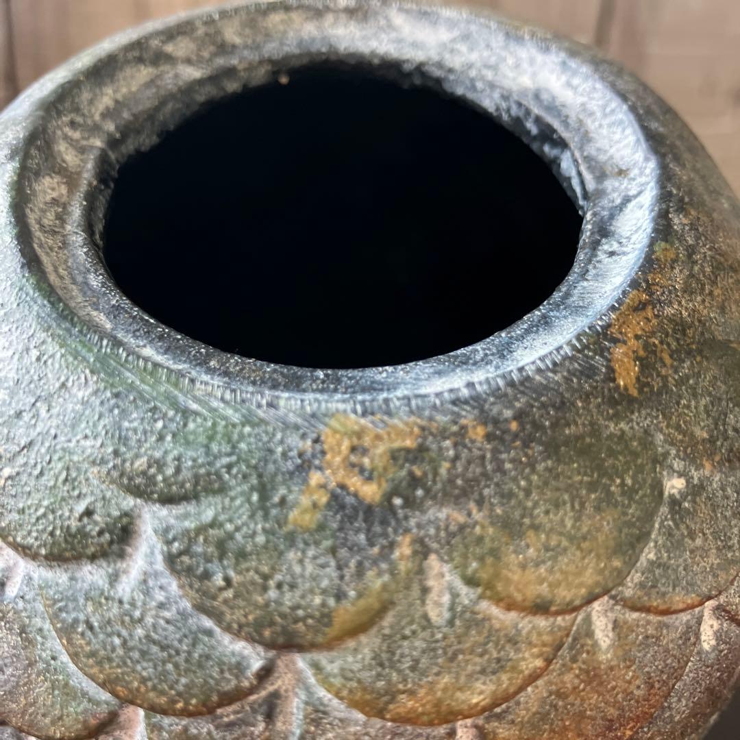 高岡銅器 香炉 ふくろう香炉 美術工芸品 台座菊の御紋入　台座裏に記名入