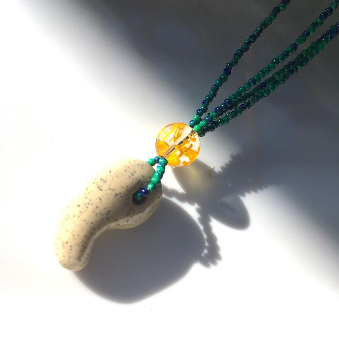 Powerstone✦神秘の癒し✦北投石とアズマラカイトの守護ネックレス⋆.·✦
