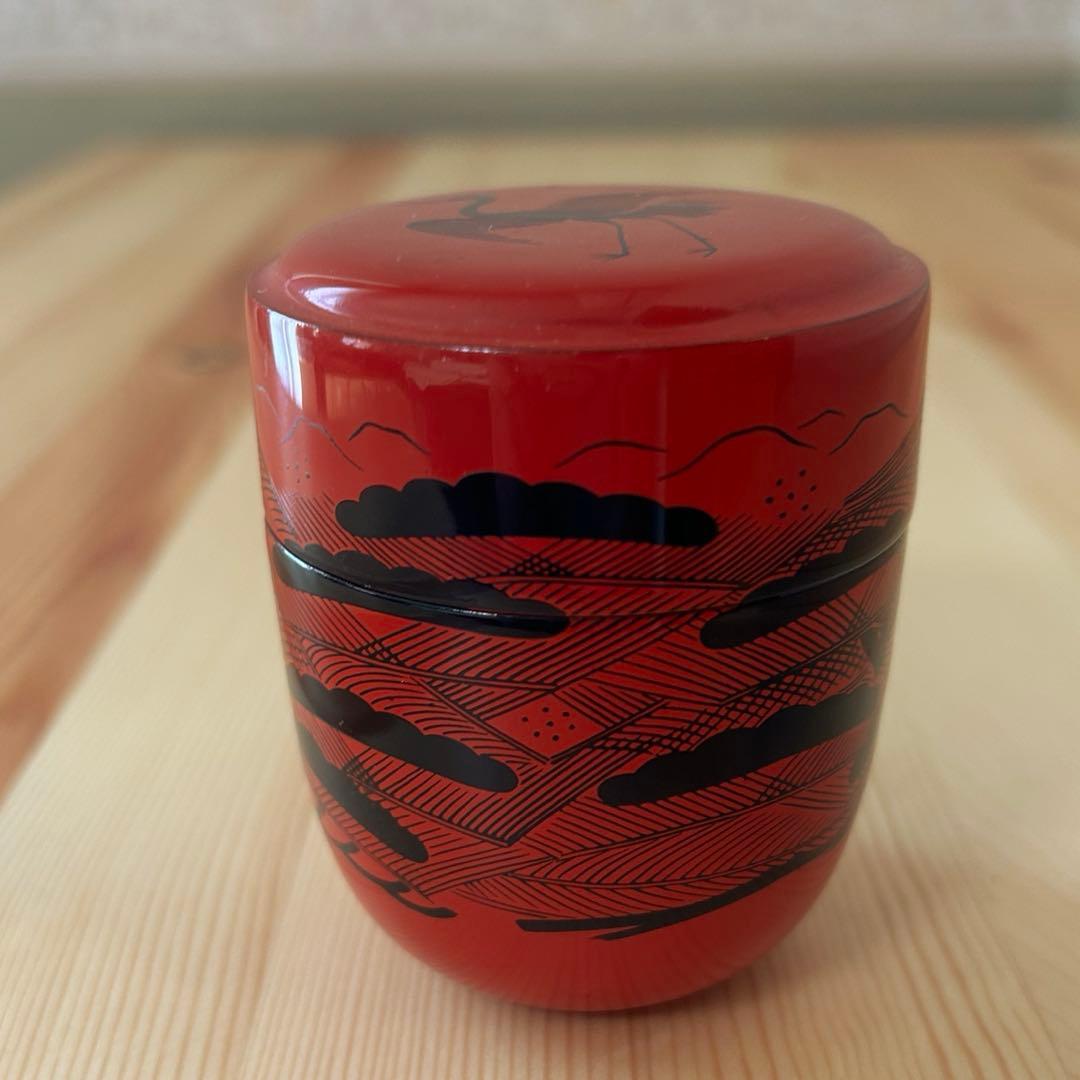 湖彩 山中塗 玄々斎好写 曙棗 漆器 漆芸 茶道具 棗 共箱