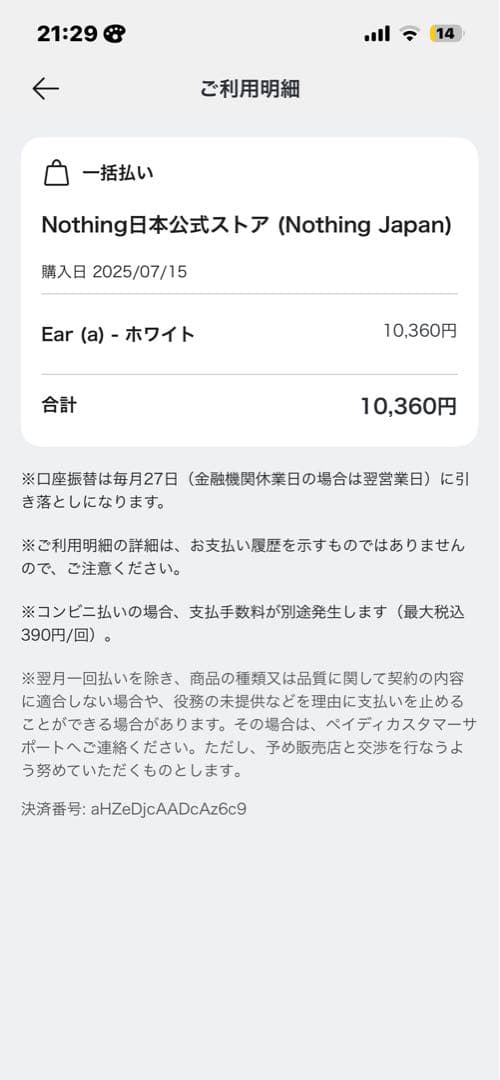 イヤホン nothingear(a)