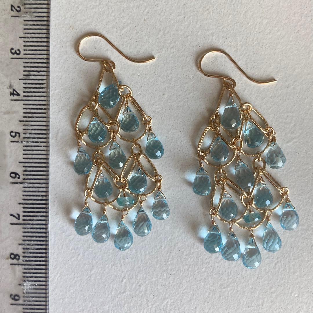 ブルートパーズのシャンデリアピアス