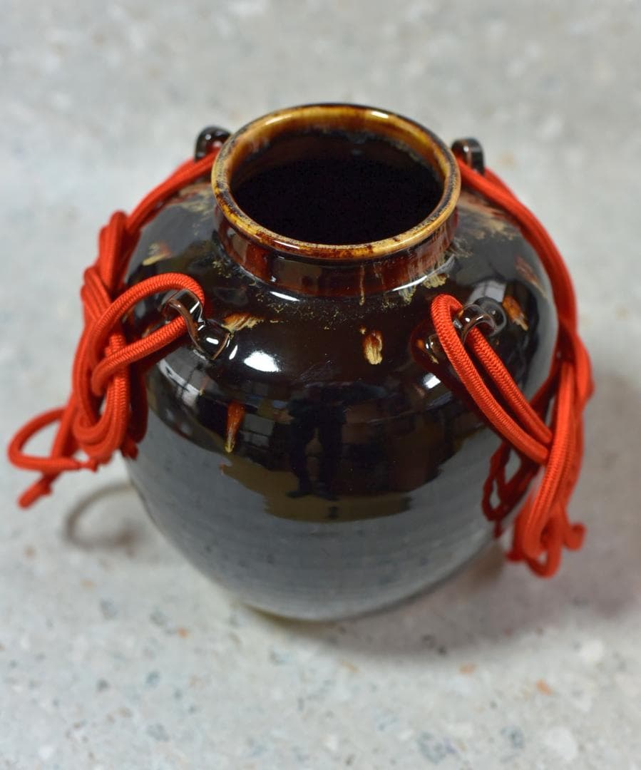 値下げ、天目茶壺、飾り茶壺　定一作【極上品】　お茶道具/共箱