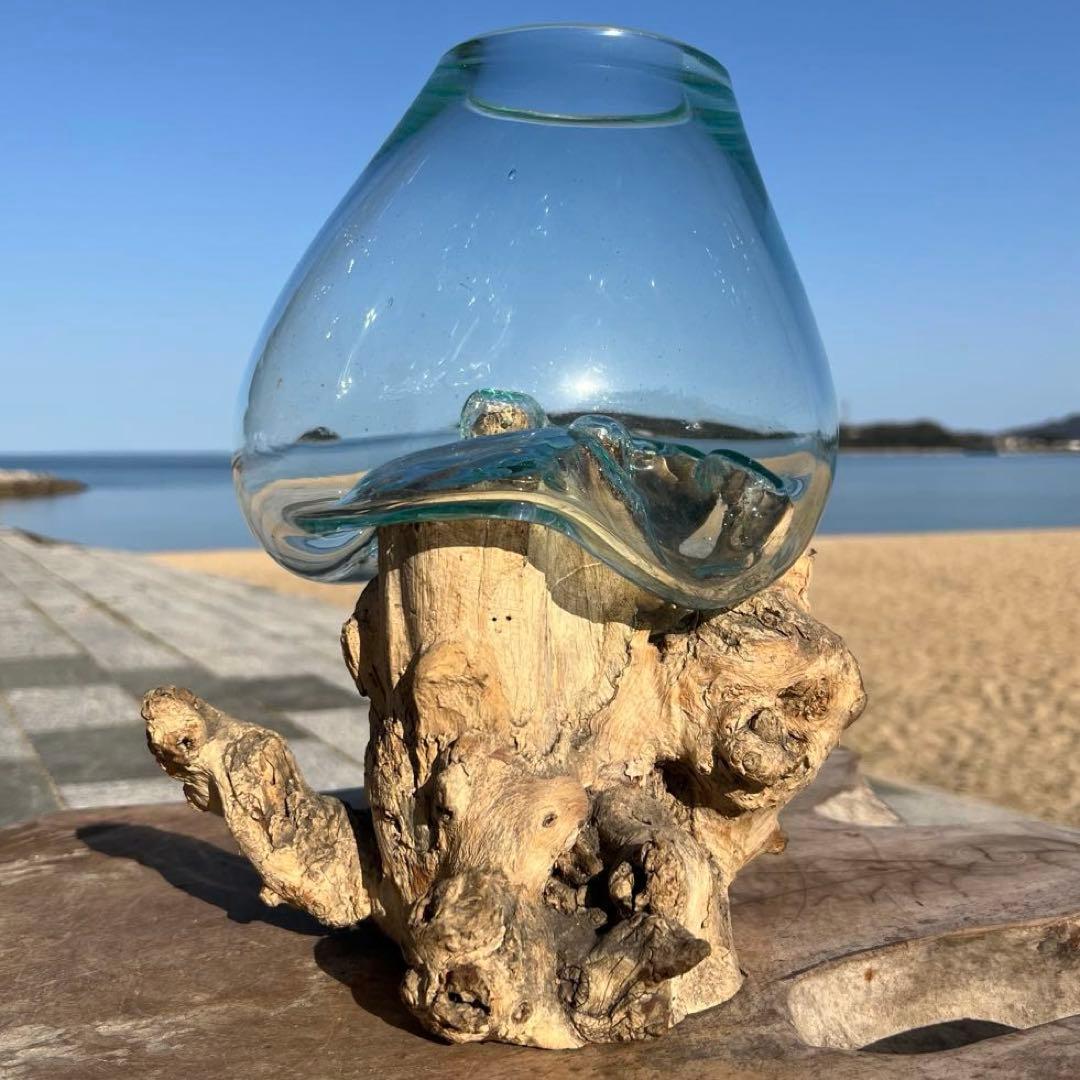 流木ガラスオブジェ大J 花瓶 金魚鉢 ガーデニング フラワーポット 水槽 アート