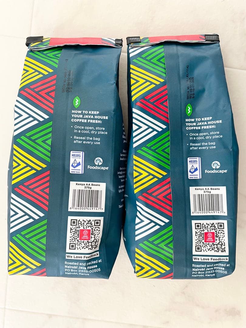 JAVA HOUSE ケニアAA コーヒー 375g✖︎2個セット、ケニア現地購入