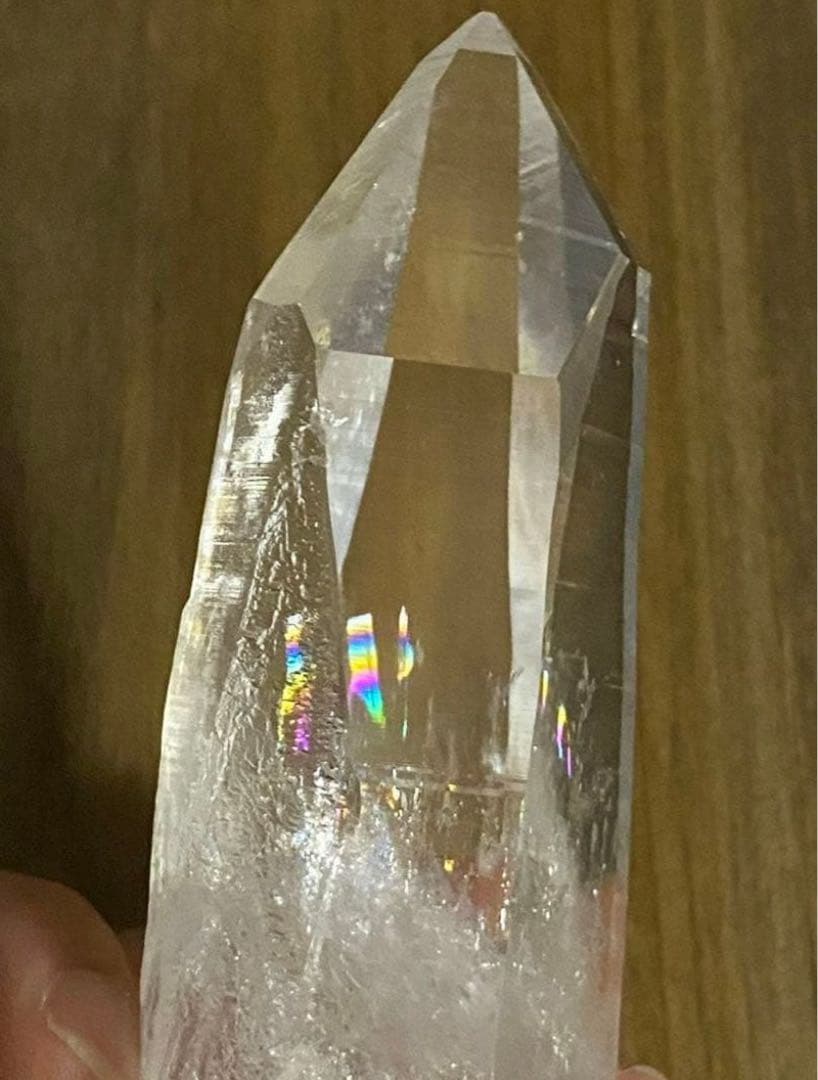 天然石　コロンビア　レムリアン　原石　ポイント　アイリス　虹多数　水晶　クォーツ