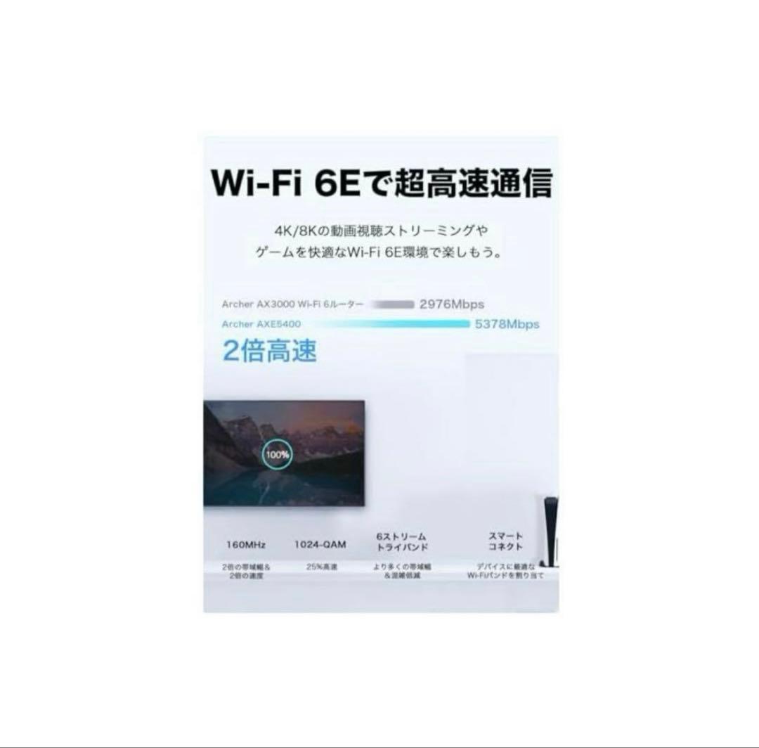 TP-LinkWiFi無線ルータ高速WiFi6E AXE5400V