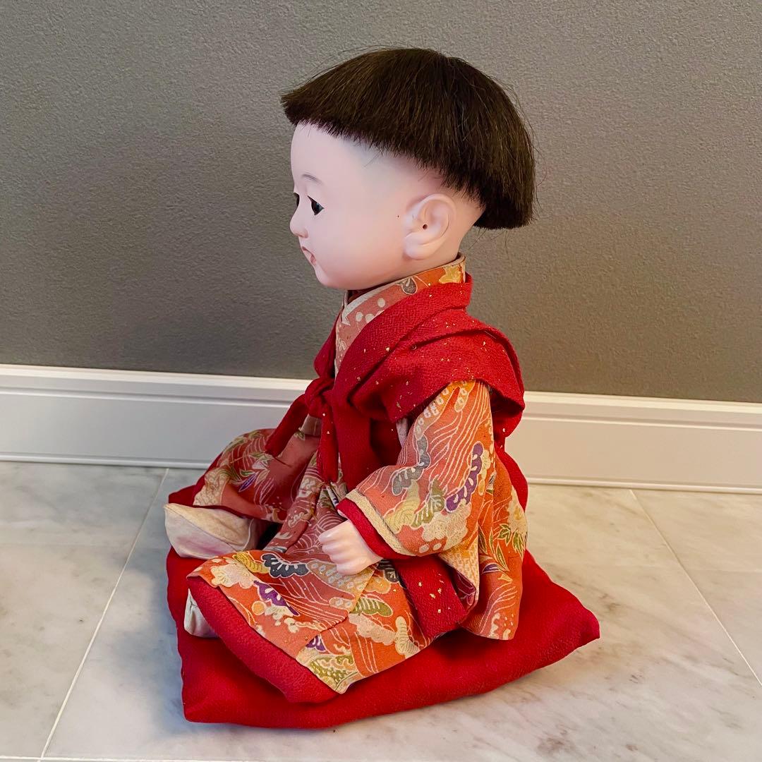 市松人形 自由人形 可愛い幼女　座布団付き　昭和レトロ　36センチ
