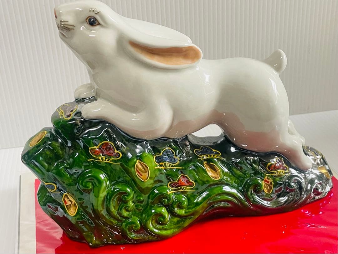 未使用品九谷焼干支岩乗卯8号陶幸作