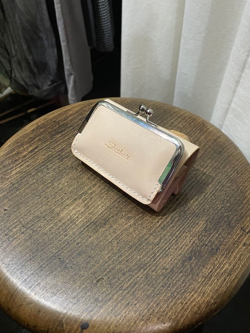 ハンドメイド　ミニがまぐちウォレット　ヌメ革　本革　レザー　革財布　プレゼント