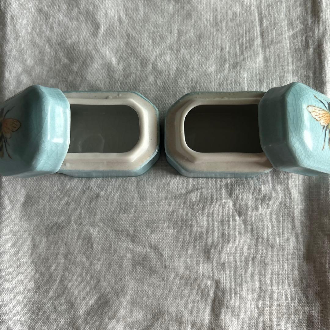 小物入れ 私の部屋　蜂陶器　小箱2個　アンティーク風