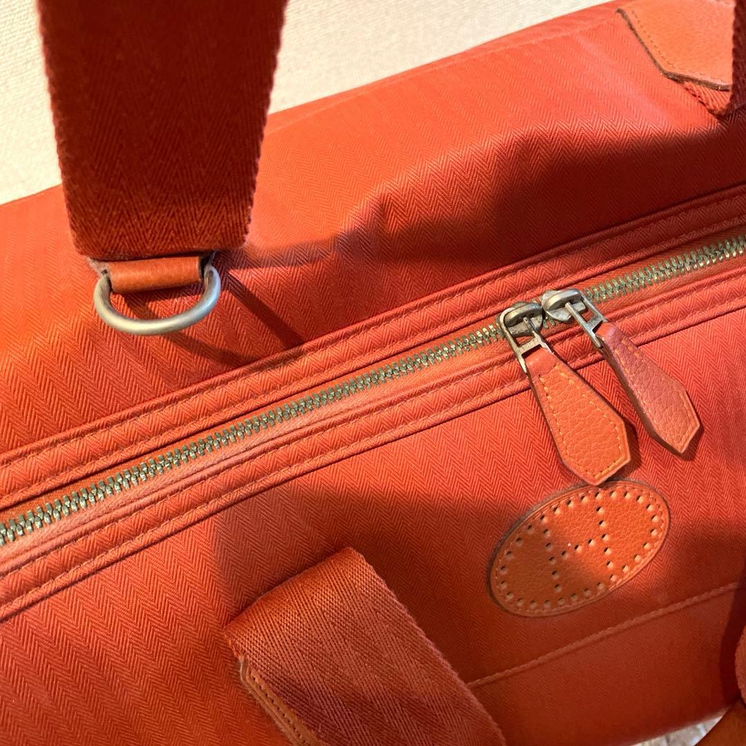 レアHERMES サックシアンボストンショルダー　ドッグキャリーバッグオレンジ