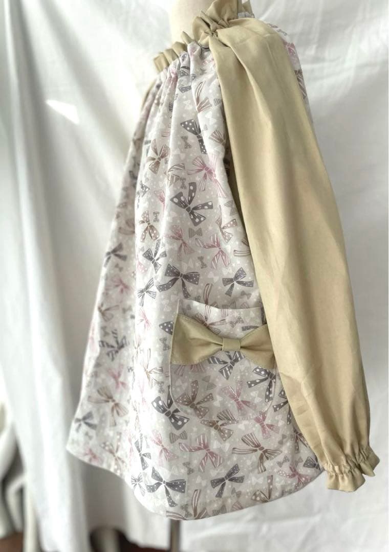 ハンドメイドスモック　size120 リボン　No.260