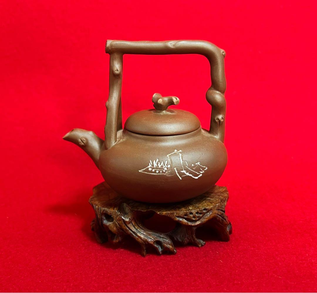 中国宜興 紫砂壺 急須 茶器 茶壺 提梁壺 一片冰心在玉壺 茶道具