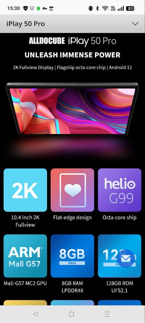 グラフィックボード・グラボ・ビデオカード ALLODICUBE iPlay 50 Pro 128GB
