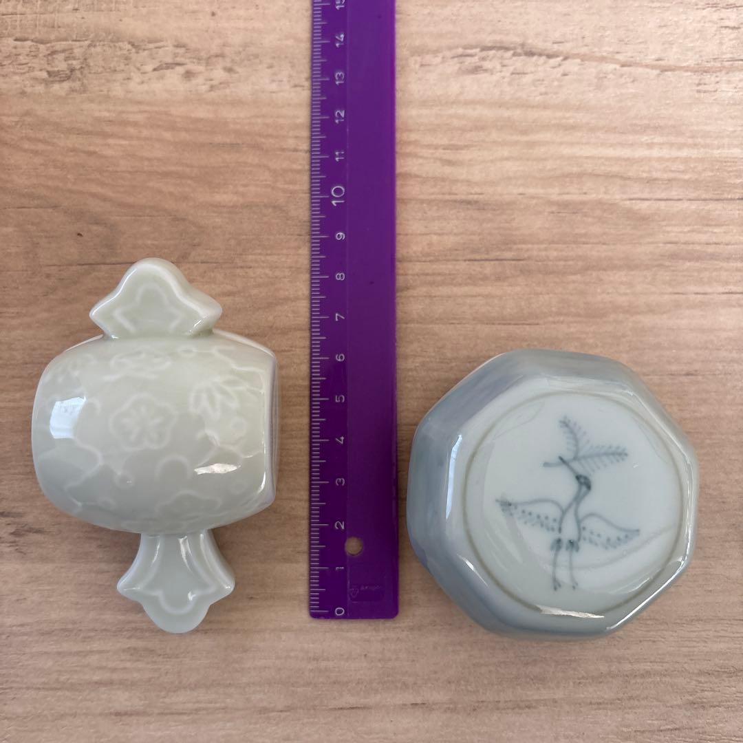 香合　茶道具 2点セット 小槌と鶴のデザイン