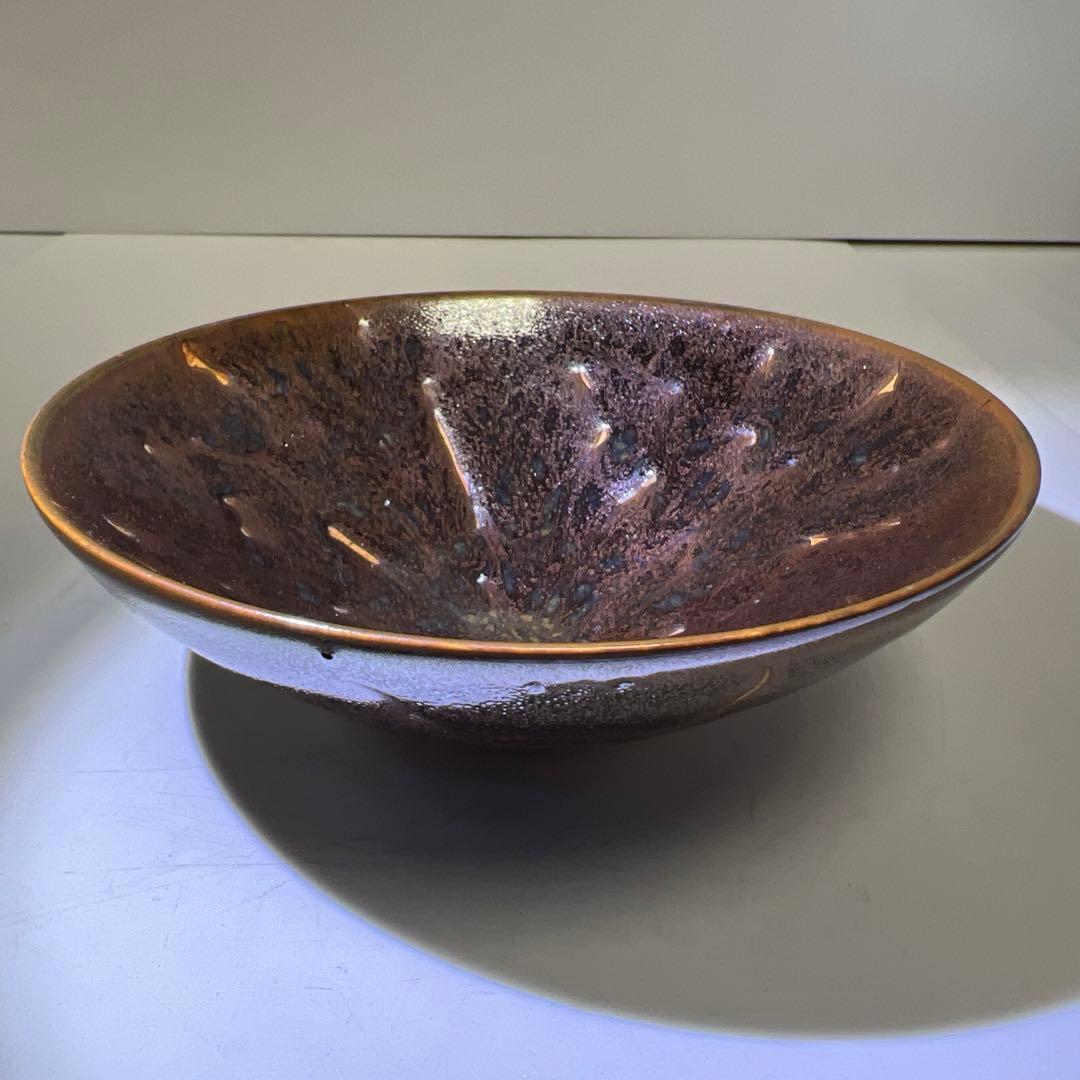 中国美術　時代天目茶碗　仕立箱付　口径約13.5㎝　東Y8-0203①