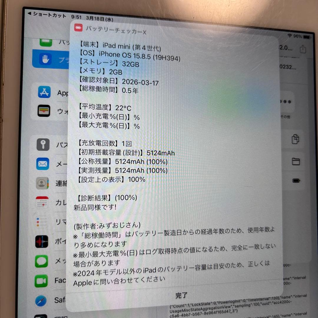 iPad mini 第4世代　バッテリー100% 防水カバー付き