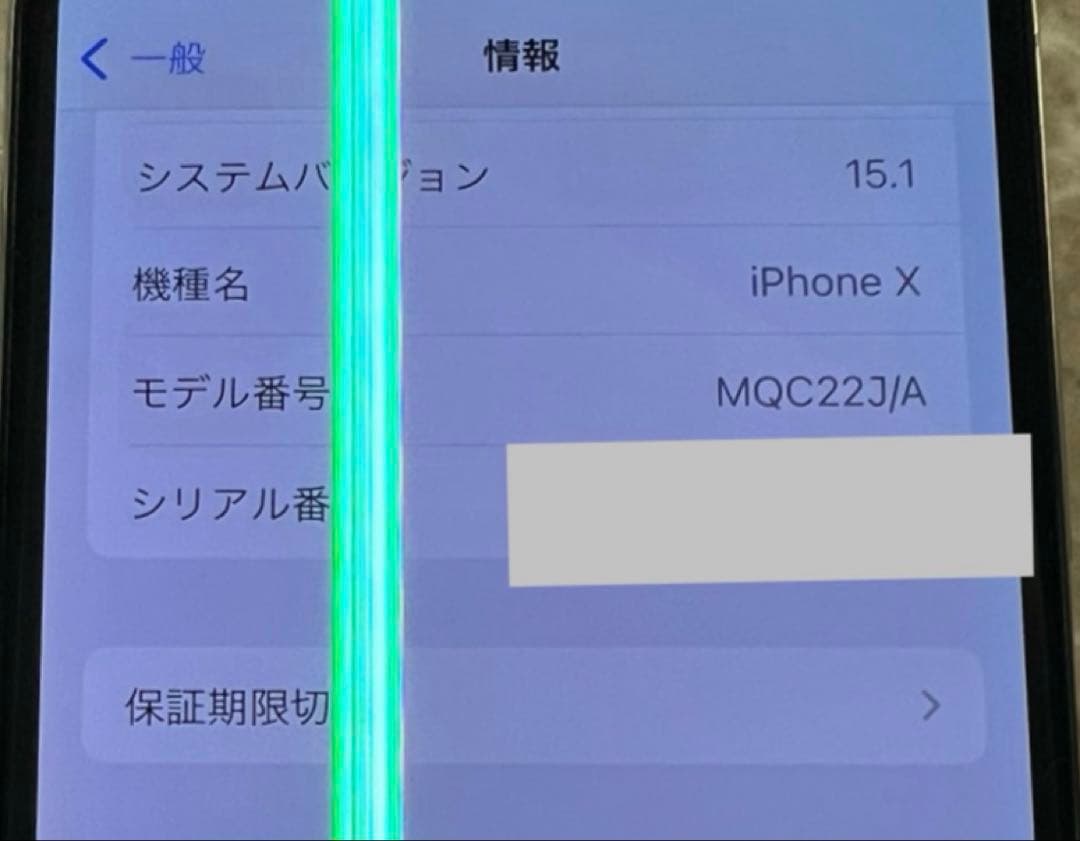 iPhone X シルバー 256GB 液晶不良あり 動作正常 初期化済