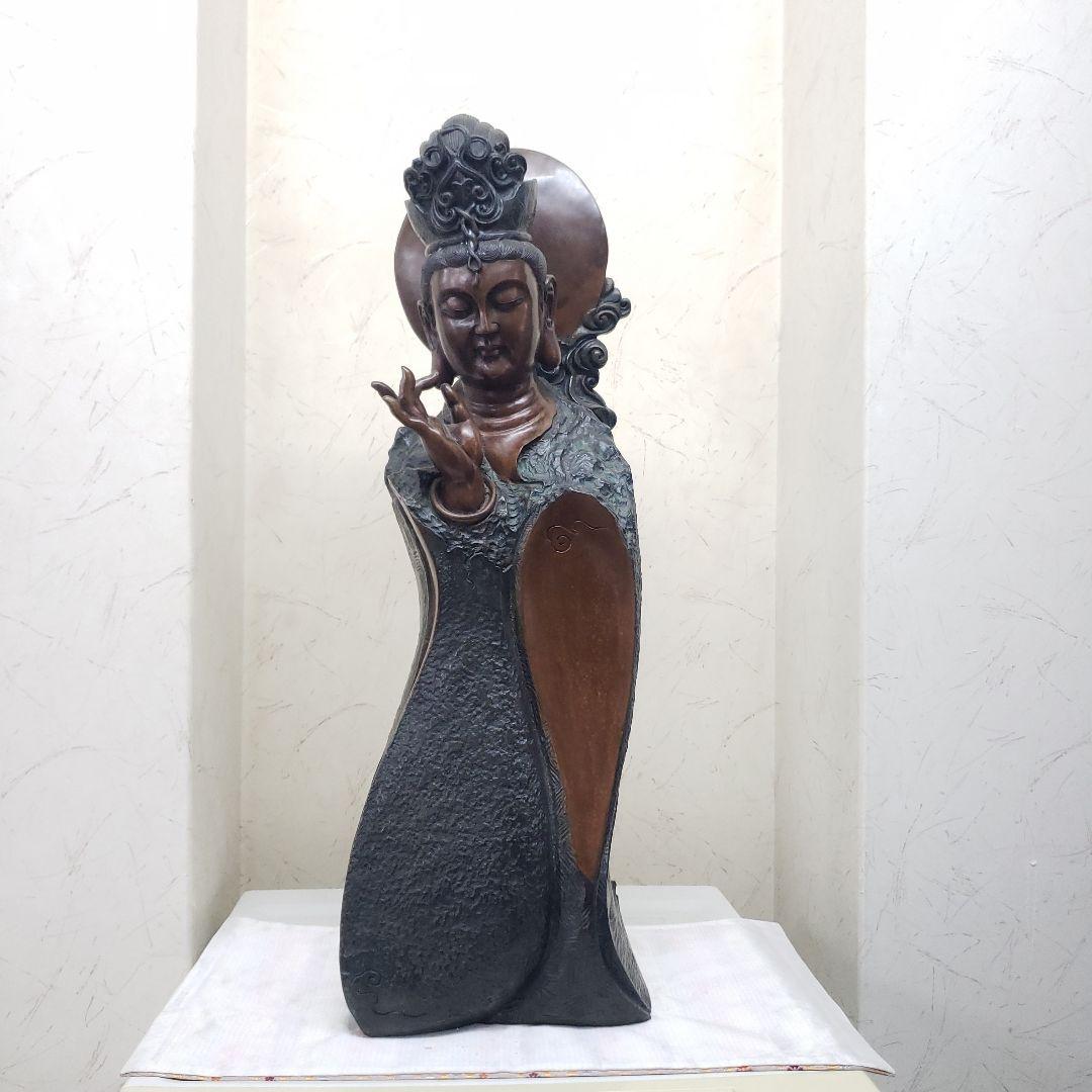 蔵出し特価ブロンズ金属製仏像風モダンアート彫刻 約68cm13,5kg作家物