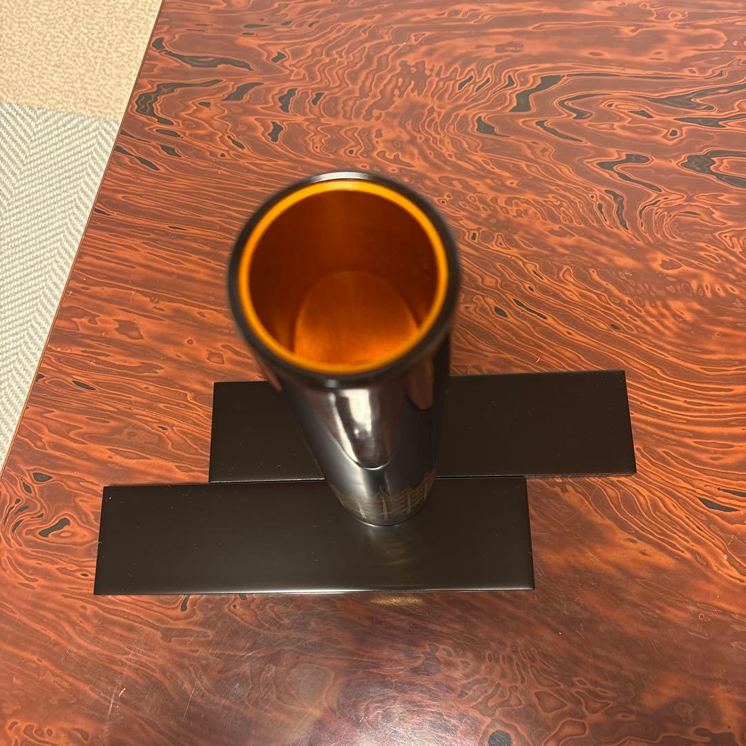 漆器 水指 円筒形 黒色 金色模様　輪島塗(送料込)
