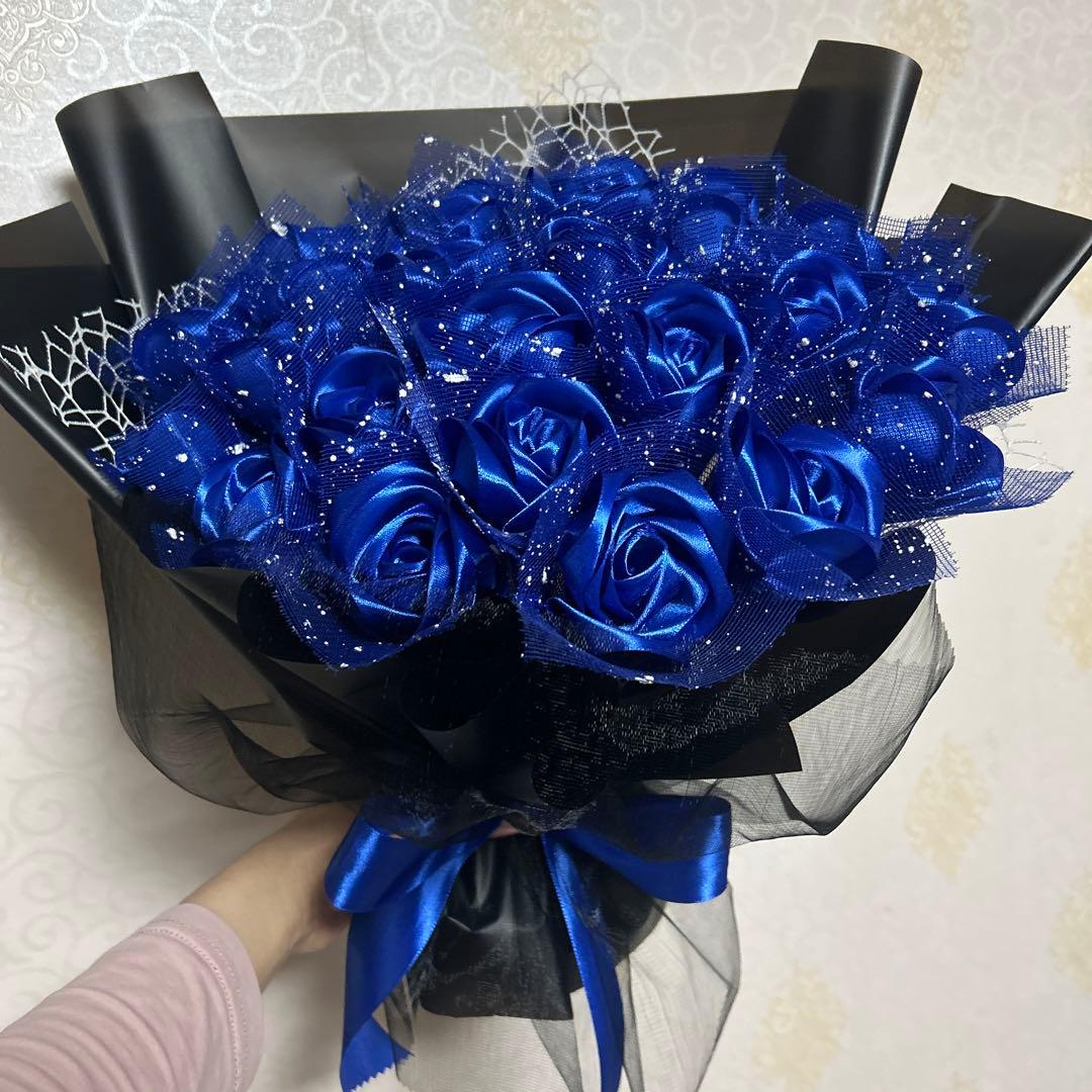 25本ブルーバラブーケ　プレゼント お祝い 枯れない花 永生薔薇　特別な人へ