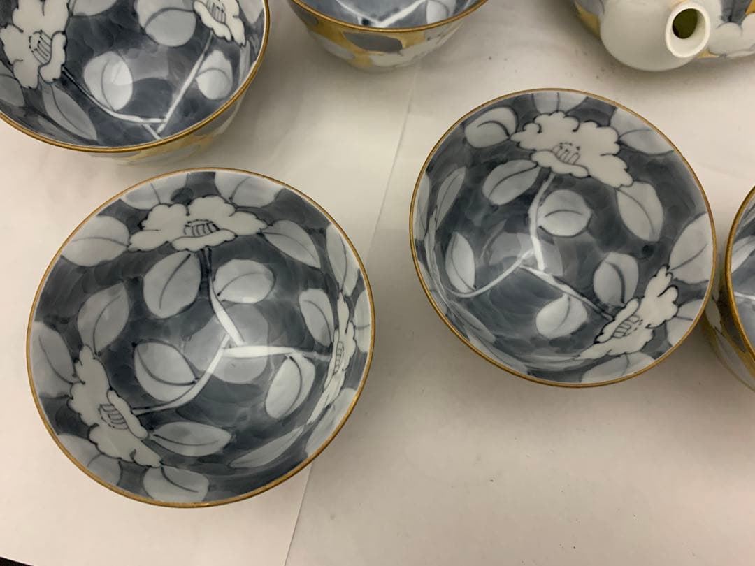 有田焼 丹心窯 波佐見焼 丹心 金彩 番茶器　急須湯呑み5客