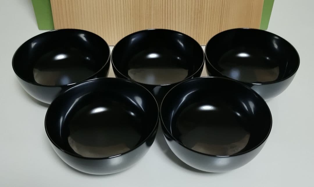 平安 象彦　鉄仙蒔絵　小判盆と吸物椀