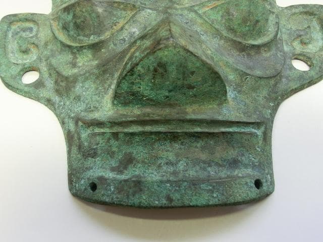 仮面■中国古代祭祀土坑出土 古青銅人顔面 発掘品 お面 超希少品 古玩 唐物■