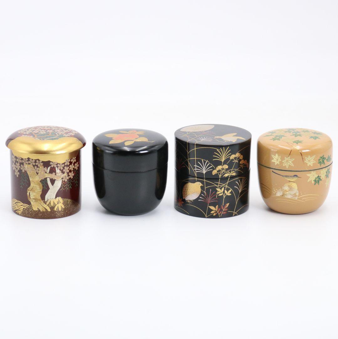 和田寿峰作 四季揃 薄茶器 棗 金輪寺 中次 茶道具 共箱　SX1037