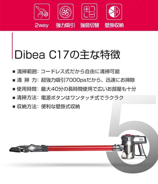 ★値下げ★新品未開封★Dibea C17 コードレスサイクロンクリーナー 本体