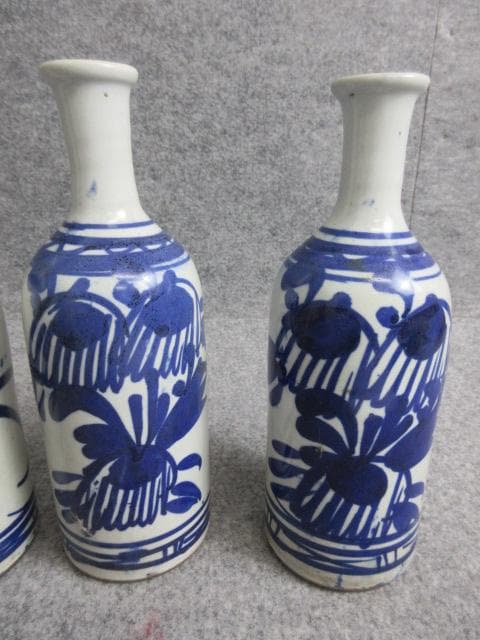 出石焼染付花文三合徳利4本 [B28896]