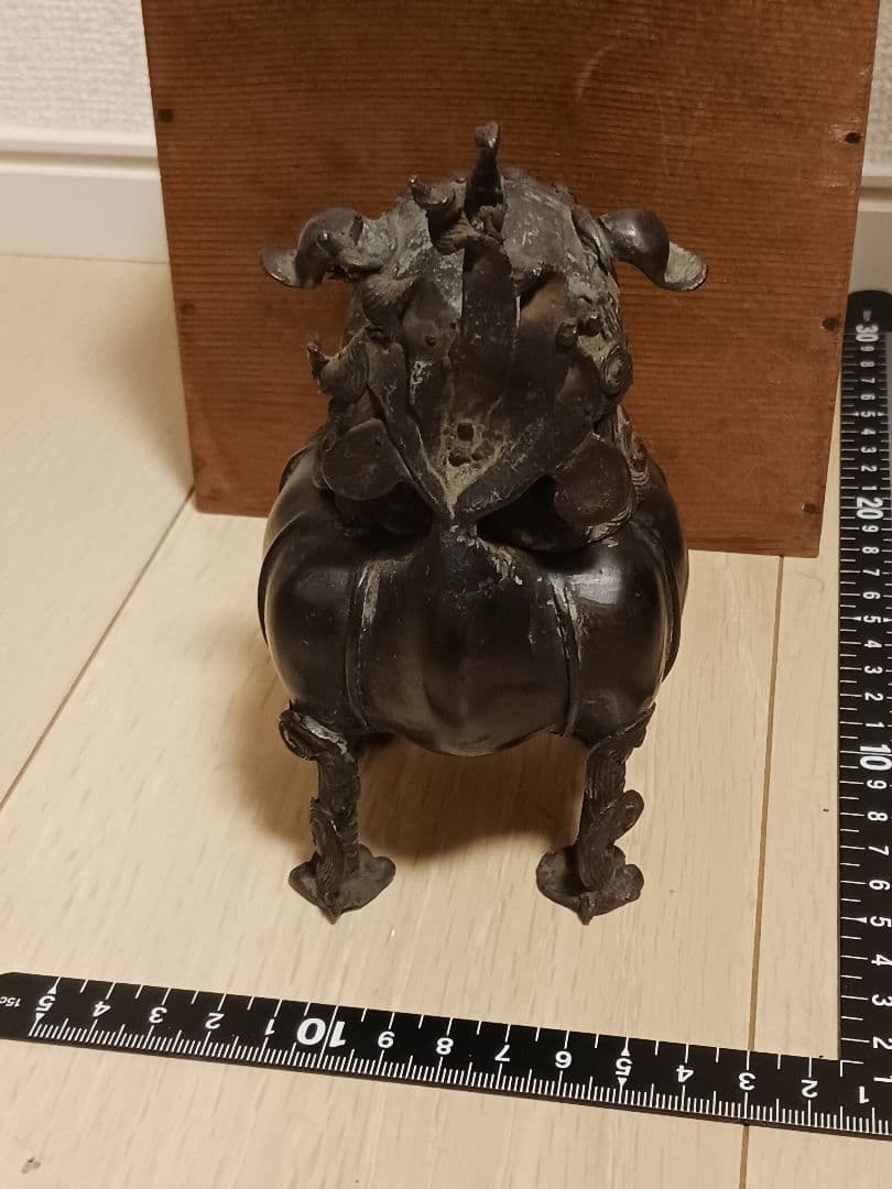唐物 古銅 獅子 香炉 置物 時代物 骨董 唐獅子 狛犬 香道具
