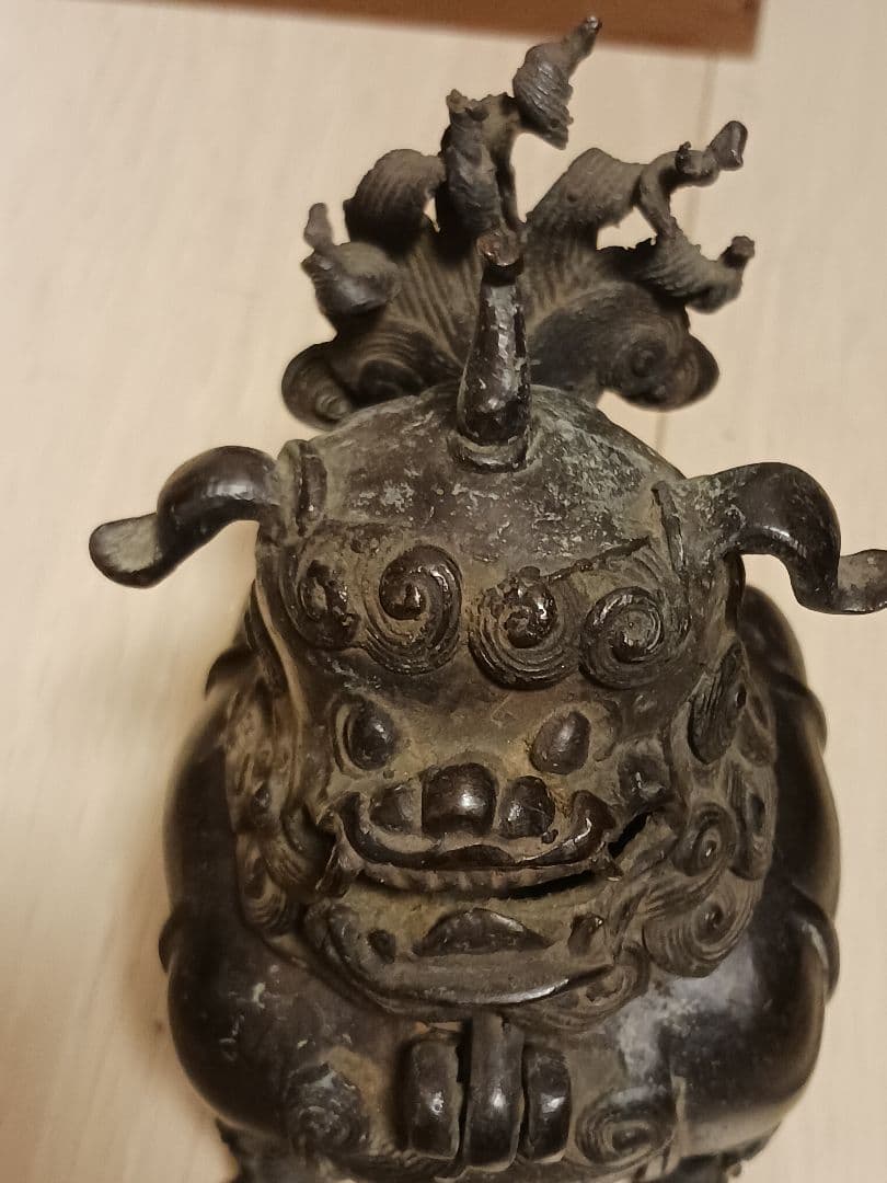 唐物 古銅 獅子 香炉 置物 時代物 骨董 唐獅子 狛犬 香道具