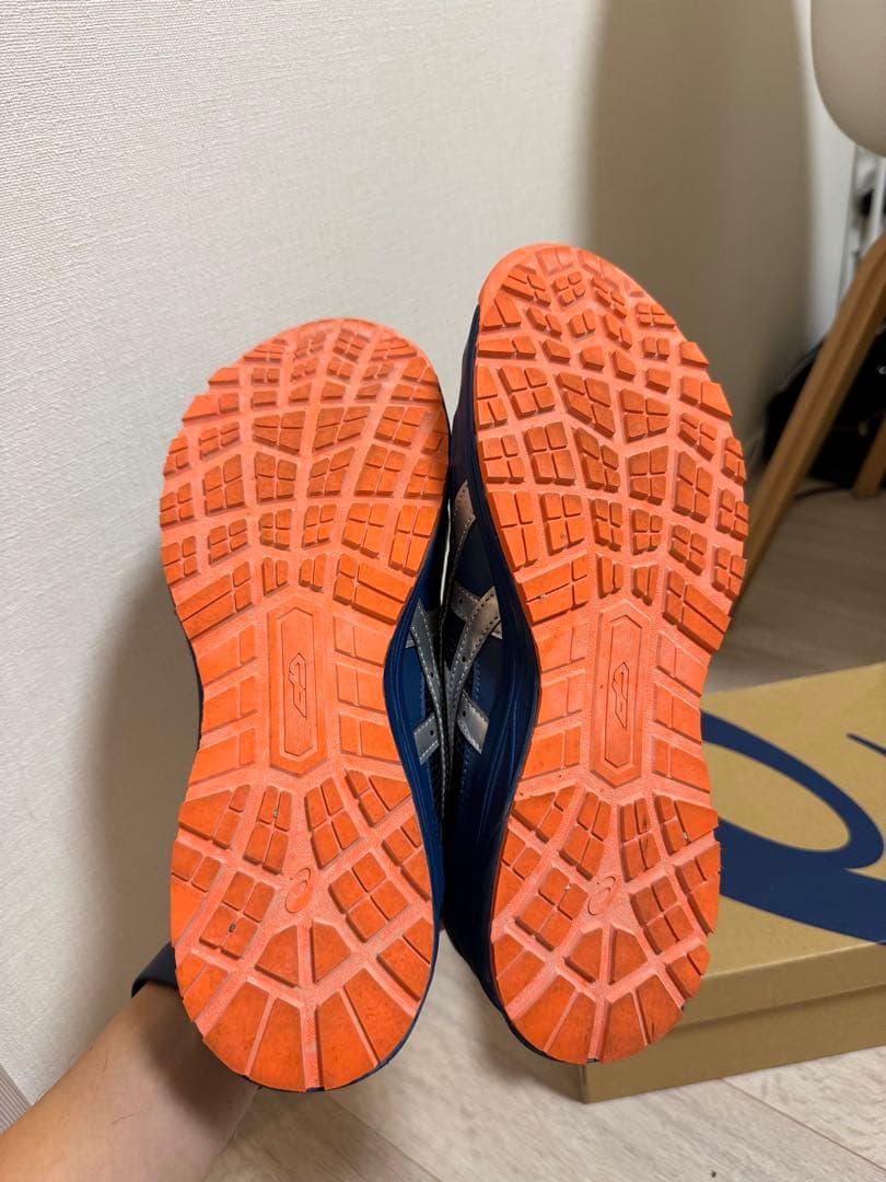 【1回のみ短時間使用】asics 安全靴 ネイビー/オレンジ