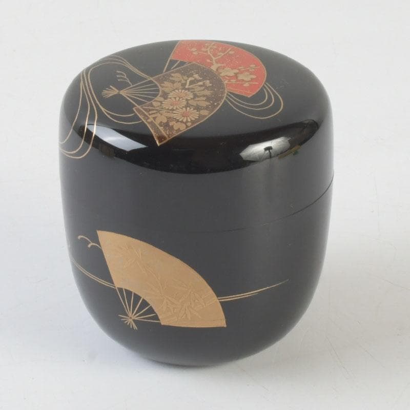茶道具　輪島塗　前田光瑶作　扇面流し蒔絵　棗　共布共箱　V　A50