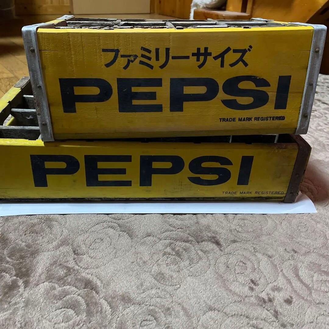 アンティーク雑貨ビンテージ PEPSI ペプシコーラ木箱 ケースサイズ違い2箱
