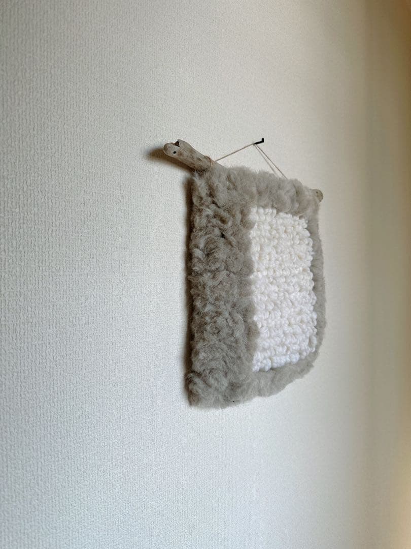 ［NEW］ハンドメイド 羊毛Tapestry Light gray×White