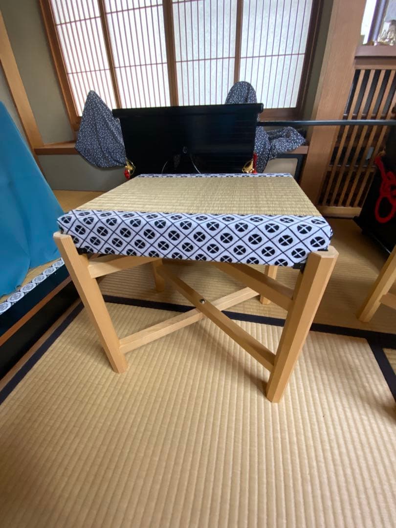 茶道具/御園棚セット③立礼棚 裏千家 淡々斎好写 丸炉 電熱器 畳み椅子×2