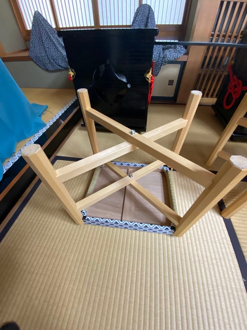 茶道具/御園棚セット③立礼棚 裏千家 淡々斎好写 丸炉 電熱器 畳み椅子×2