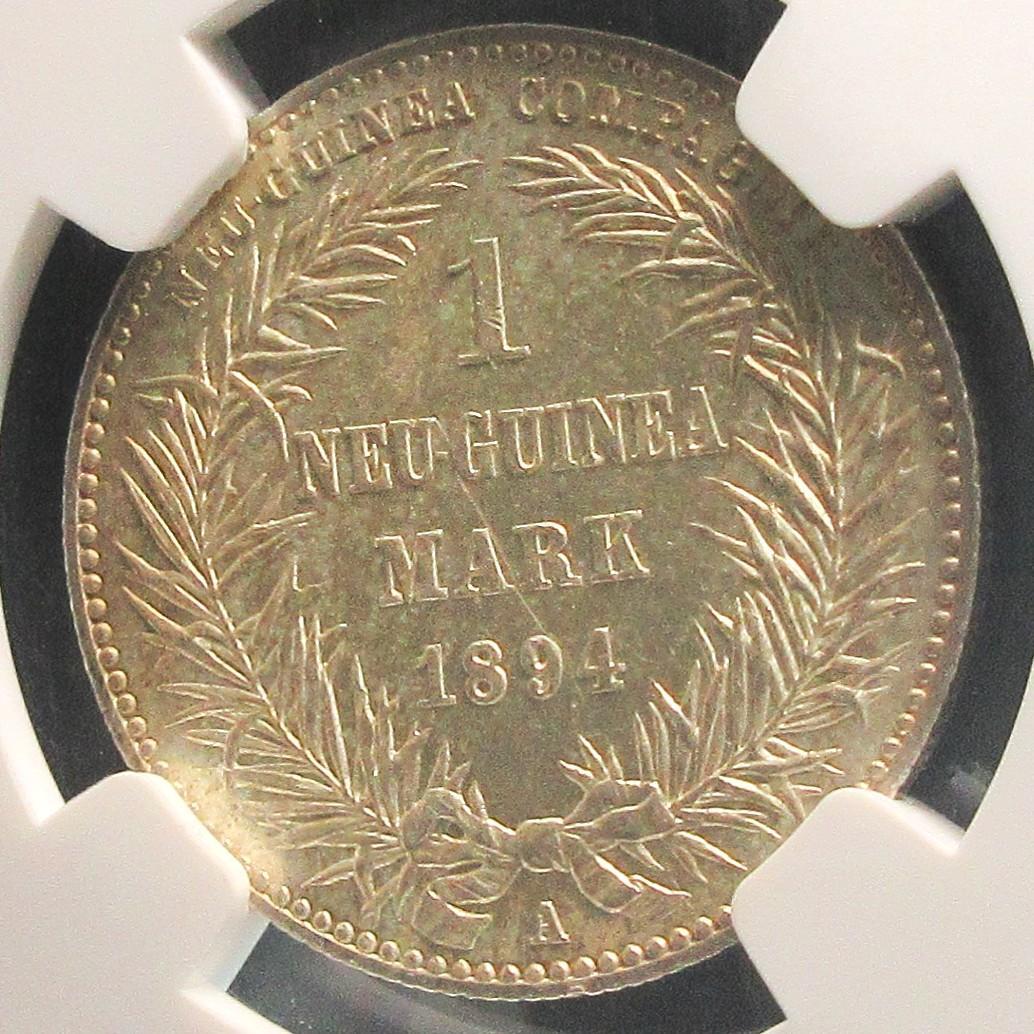 1894 ニューギニア 1マルク 銀貨 極楽鳥 NGC アンティーク 