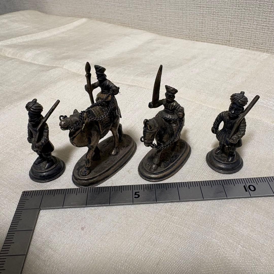【銀111g】インド工芸品 ミニチュア兵士 4体セット ヴィンテージ
