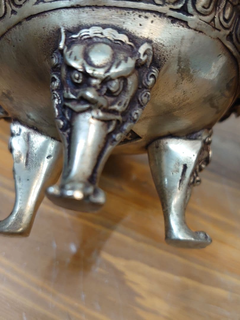 開運 龍 龍神 九頭龍 九龍香炉 白銅製（洋銀）中国 大明宣徳年製