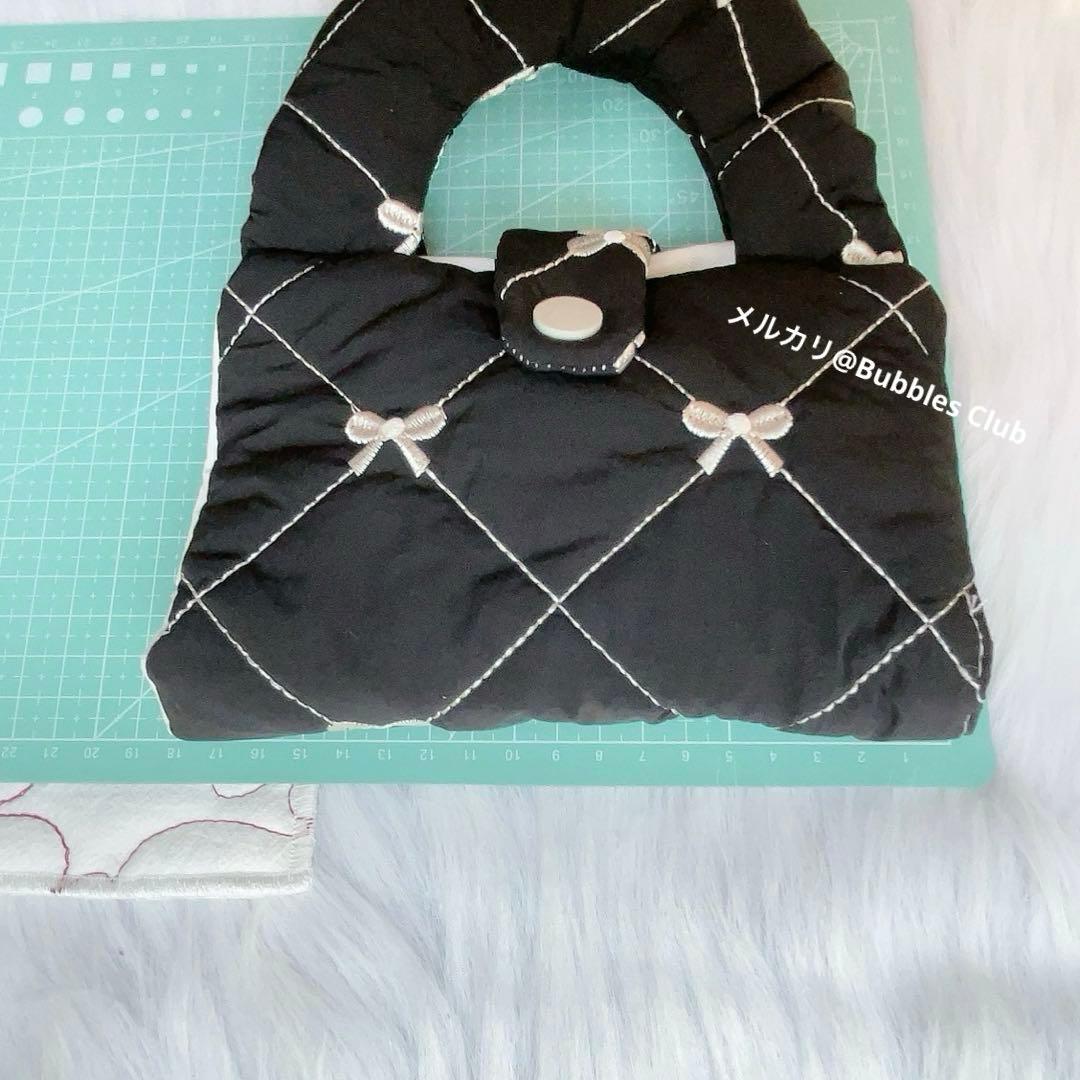 韓国　バインダーカバー　キルティング　リボン　刺繍　訳あり　ハンドバッグ♡ 貯金