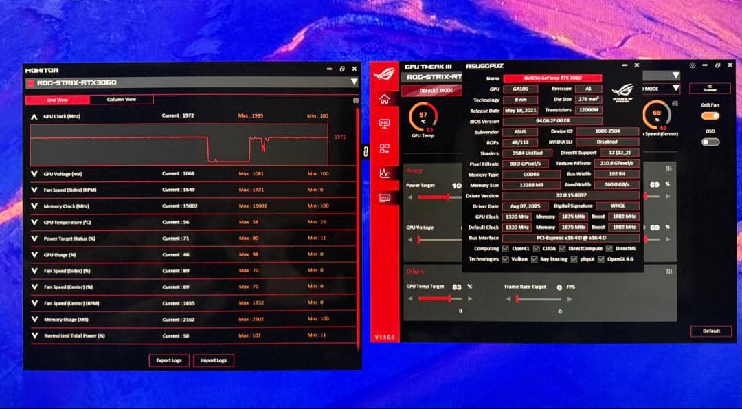 完動品ASUS ROG STRIX RTX3060 12GB高冷却大容量VRAM