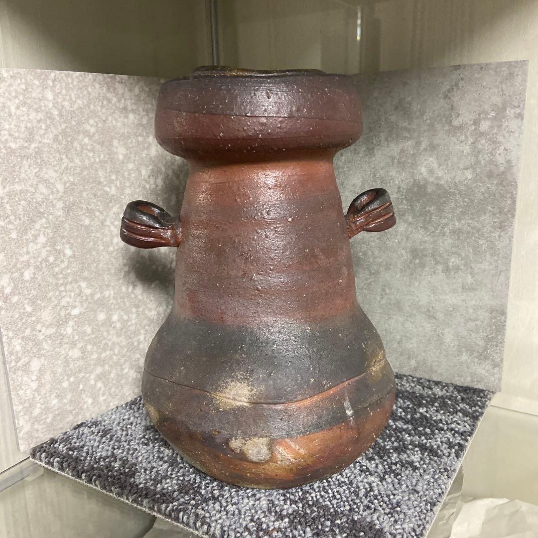 備前焼　斎藤隆　耳付花入　花器　花瓶　一輪挿し