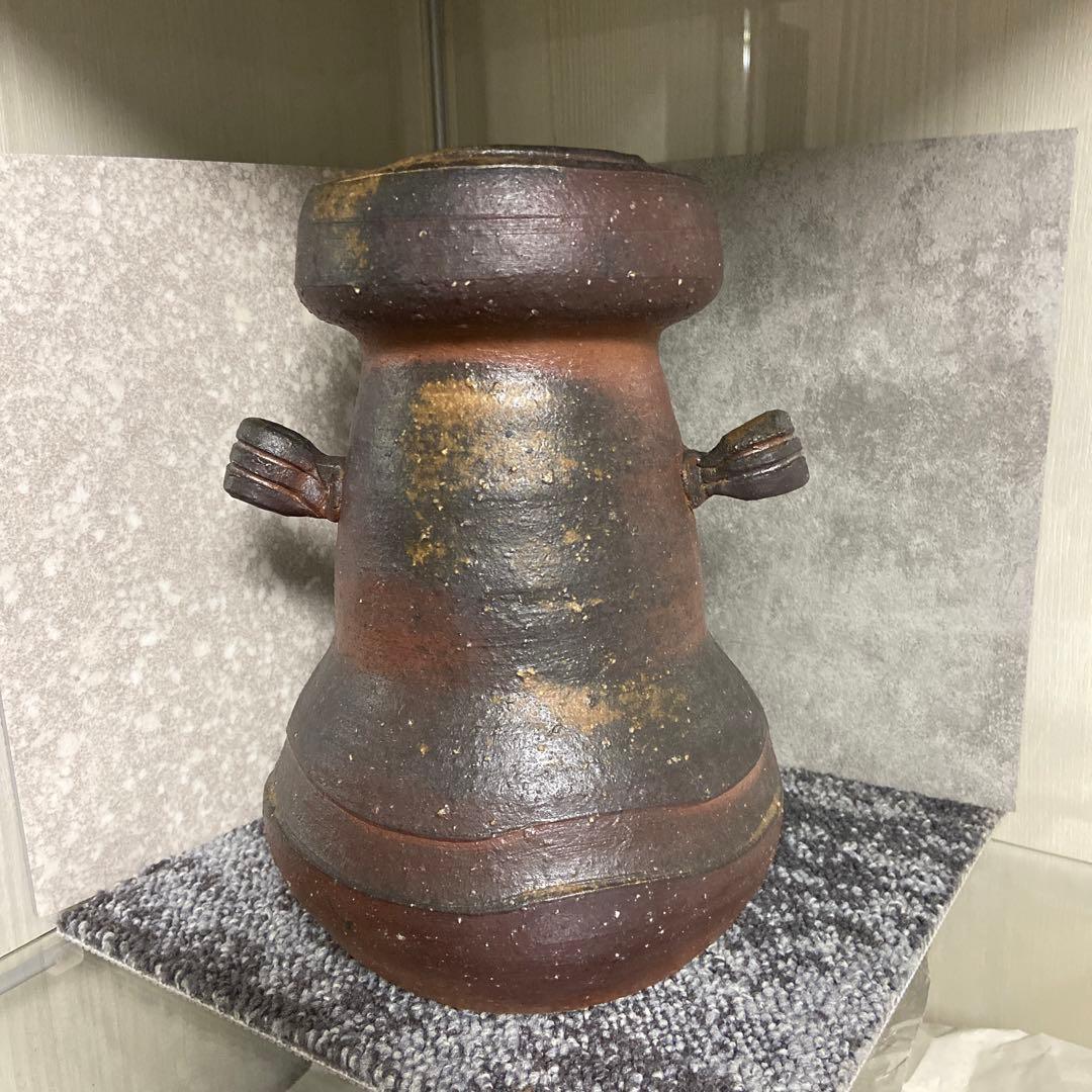 備前焼　斎藤隆　耳付花入　花器　花瓶　一輪挿し